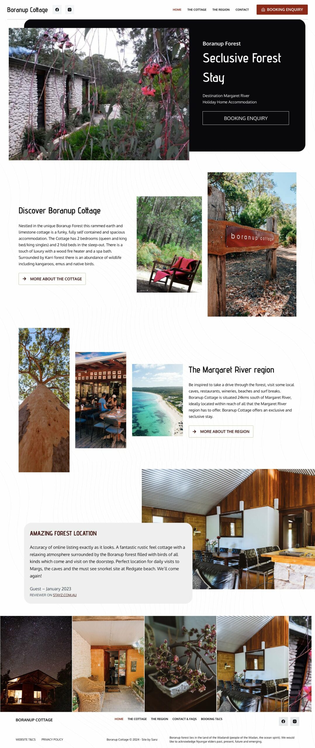 Boranup Cottage website screenshot.