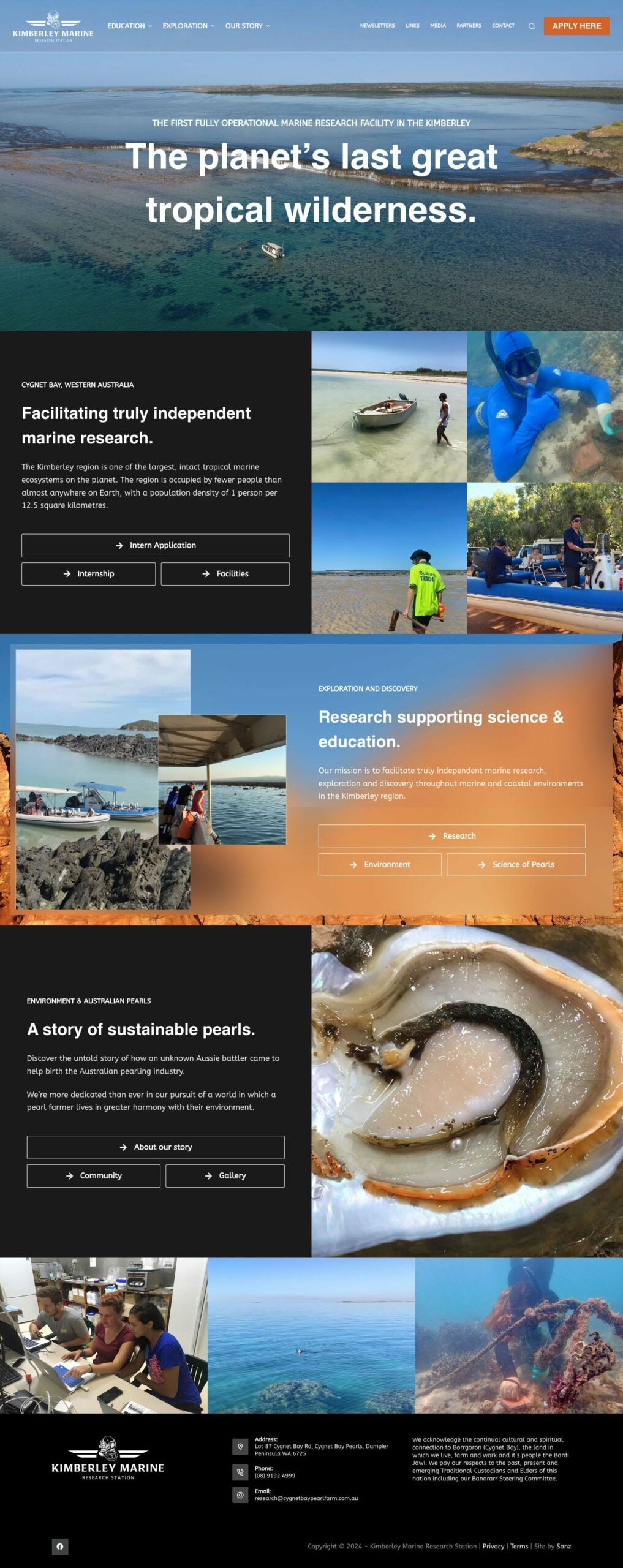 Kimberley Marine Research Station website screenshot.