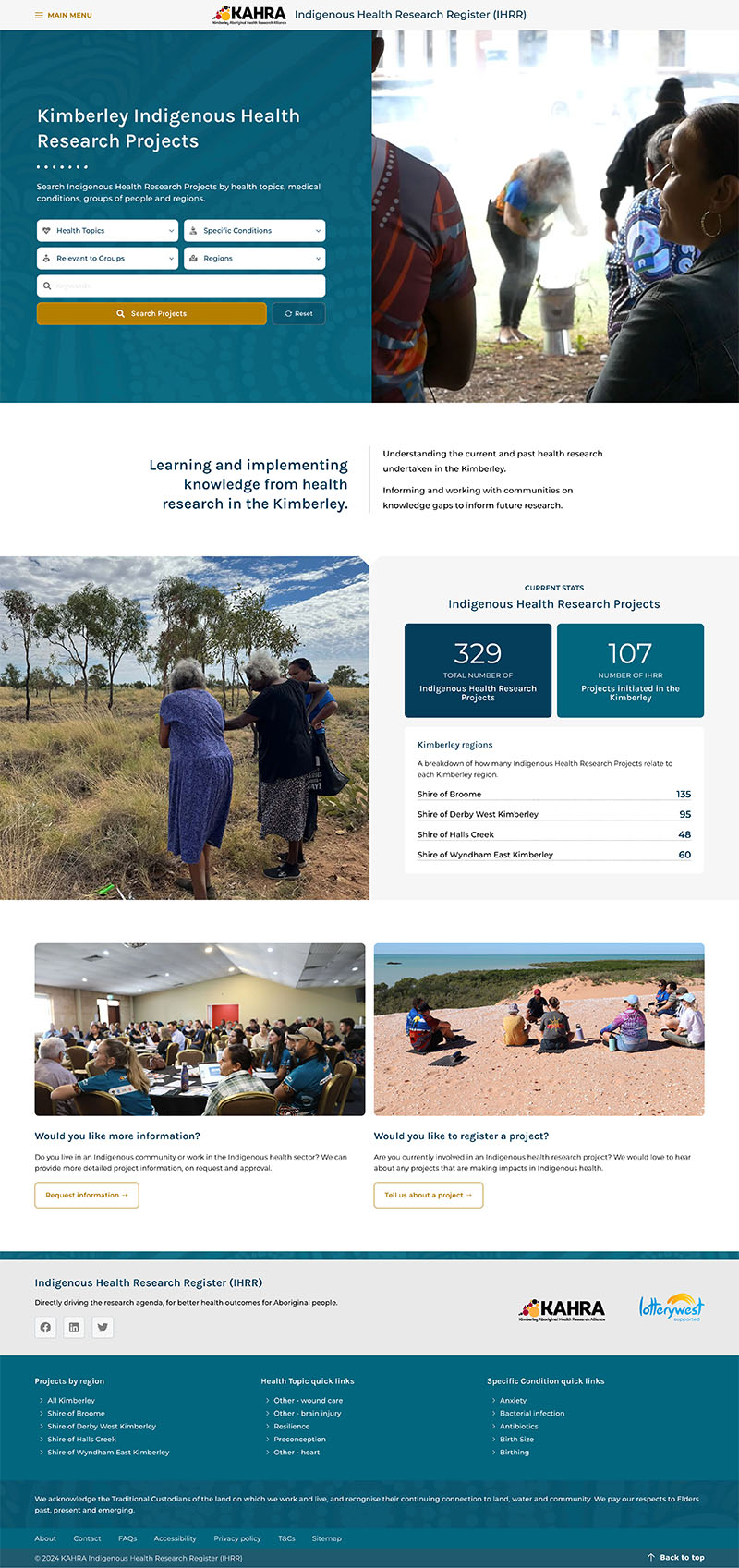 Kimberley Indigenous Health Research register website.